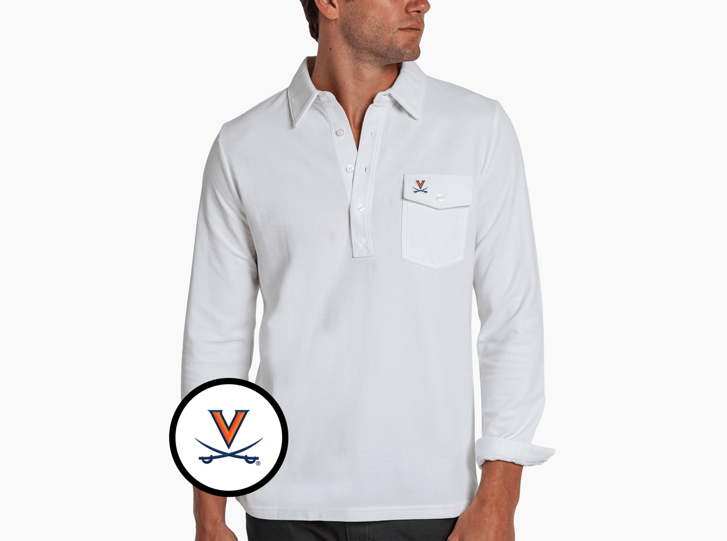 Virginia - Long Sleeve Players Shirt - V w/ Sword - White