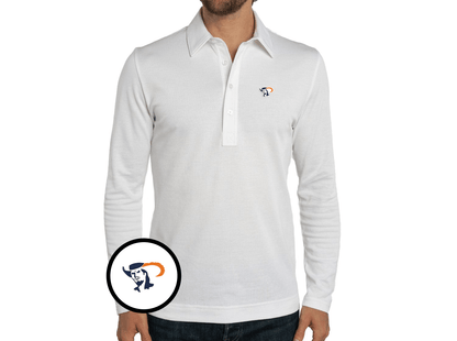 Virginia - Jacquard Long Sleeve Polo - Cavalier head - White