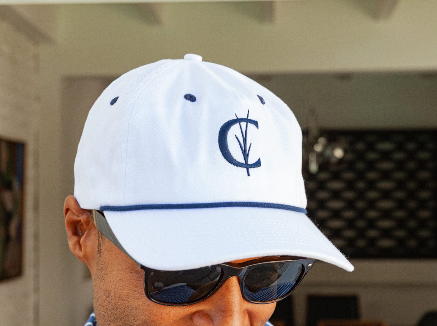 Classic Trucker Hat - Grassy C - Navy/White at Criquet