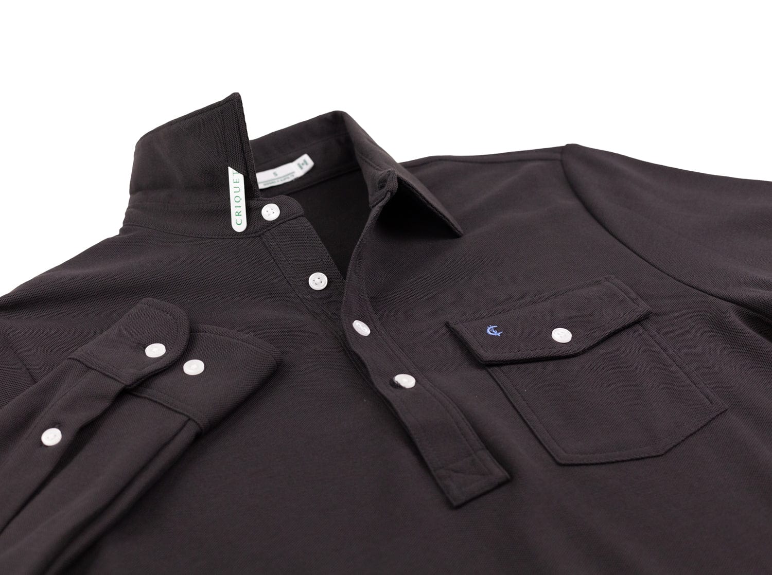 Long Sleeve Range Polo - Black Jacquard – Criquet Shirts