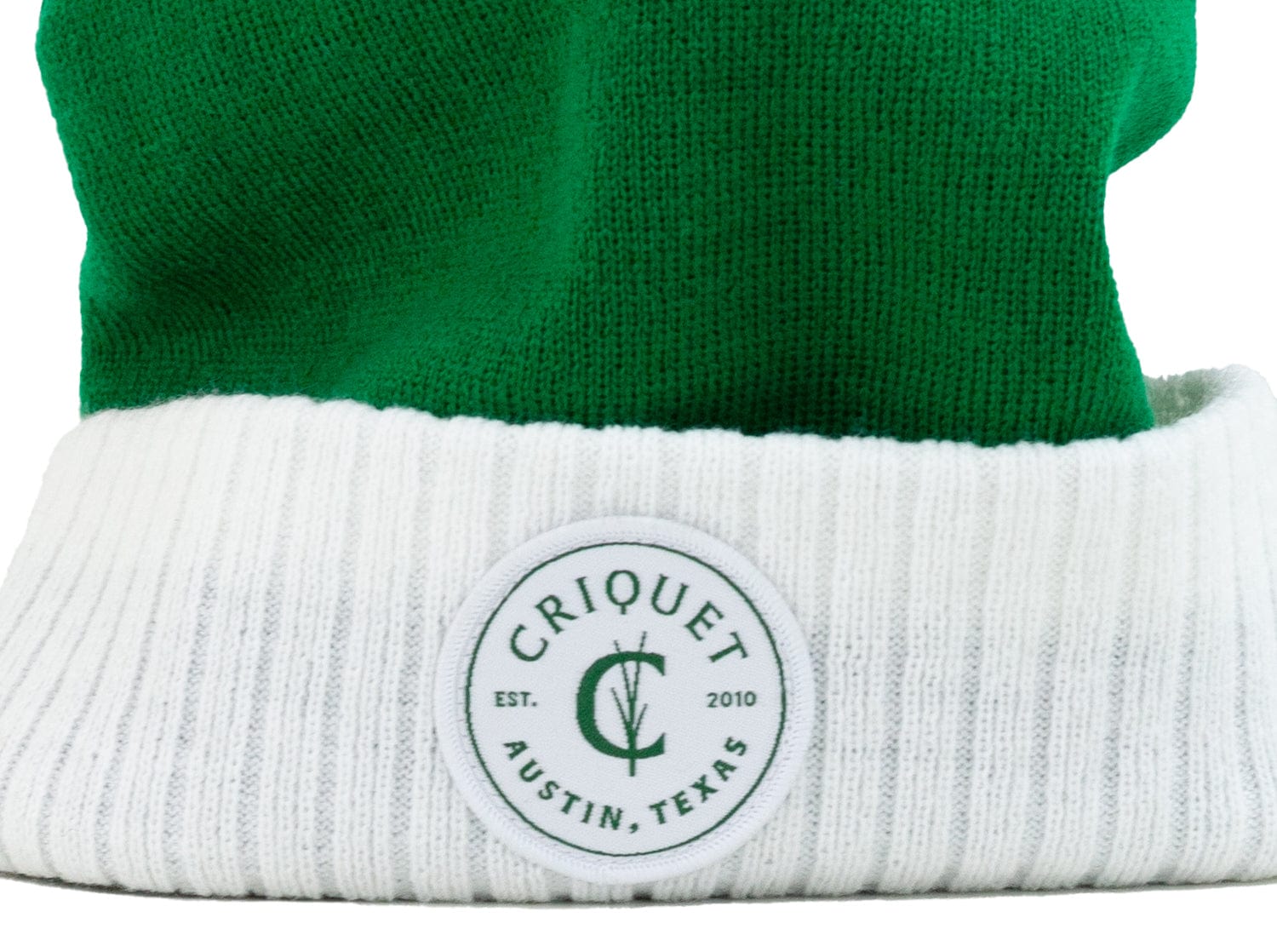 Classic Cuffed Beanie - Criquet Badge - Green - Secondary