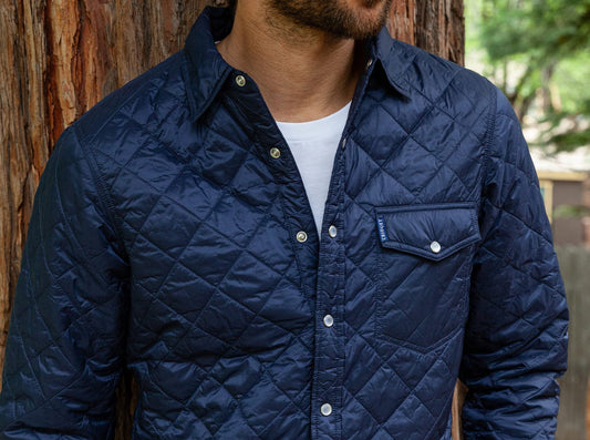 Quilted Shacket - Navy Blue