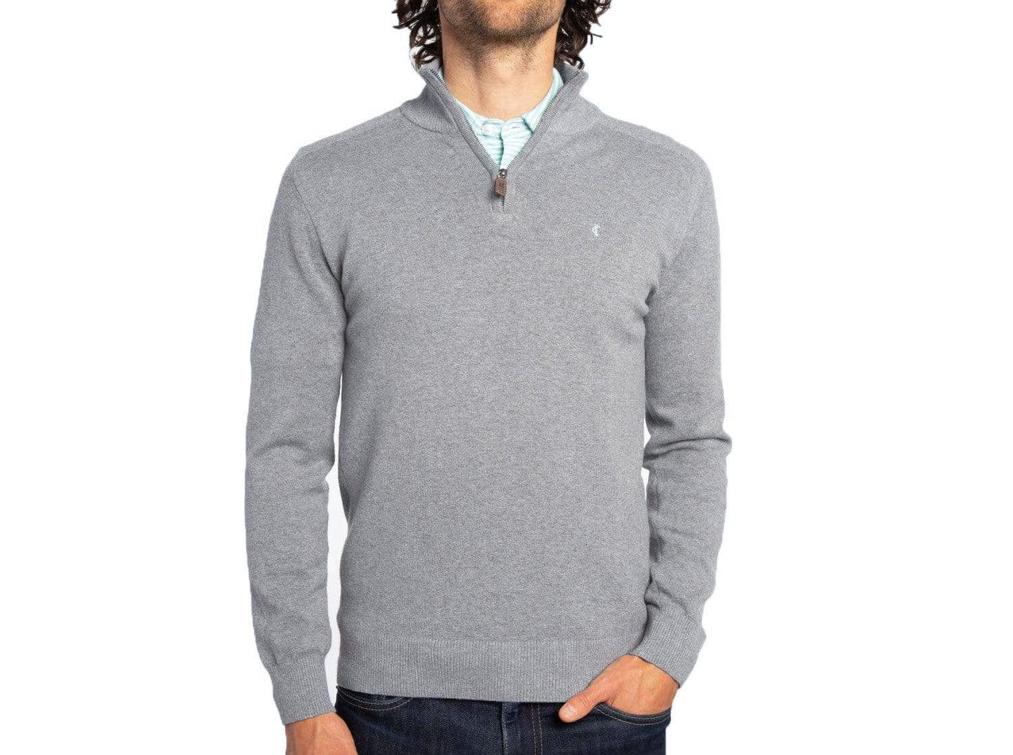 Quarter Zip Pullover Sweater - Heather Gray