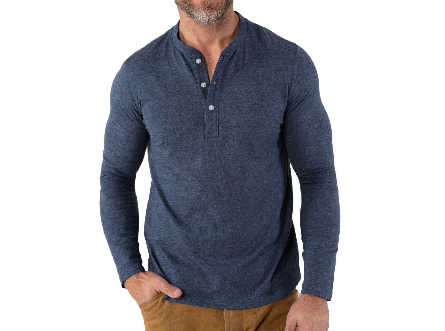 Slub Henley - Heather Navy